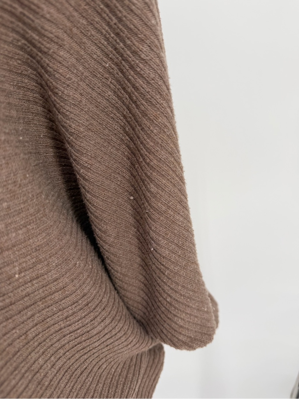 Women's Ribbed Boatneck Sweater in Taupe dolman sleeve - Picture 6 of 10